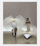 Vipkoala Big Butterfly-Knot Sandals Woman Summer High Heels Women Pumps Pointed Designer Shoes Mary Janes Sexy Stiletto Wedding Shoe