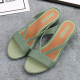 Vipkoala NEW Low Heel Sandals Thick Soled Female Wedge Outdoor Sandals Casual Slippers for Women Summer Footwear Fashion Beach Shoes