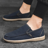 Vipkoala Men's Classic Canvas Casual Lazy Shoes Moccasin Fashion Slip On Loafer Washed Denim Vulcanized Flat Shoes zapatillas hombre