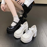 Vipkoala Fashion White Platform Pumps for Women Super High Heels Buckle Strap Mary Jane Shoes Woman Goth Thick Heeled Party Shoes Ladies