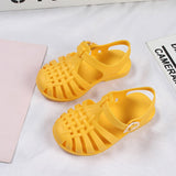 Vipkoala Children Sandals Girls Boys Soft Princess Shoes Candy Jelly Beach Roman Slippers Outdoor PVC Hollow Out Kids Shoes