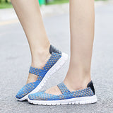 Vipkoala Women's Loafers Casual Shoes Spring Comfortable Sneakers Woven Breathable Flat Shoes Outdoor Hook&Loop Slip