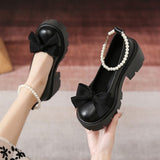 Vipkoala Bows Lolita Shoes Women Japanese Style Mary Jane Shoes Women Vintage Shallow High Heels Chunky Platform Shoes Cosplay Female