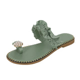 Vipkoala Women Slipper Pineapple Pearl Flat Toe Bohemian Summer Beach Sandals Ladies Shoes plus size Mujer Verano