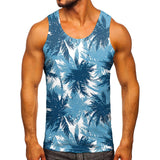 Vipkoala Palm Tree Print Tank Top For Men 3d Print Sleeveless Tee Beach Hemp Palm Pattern Tops Vest Hawaii Colorful Beachwear Loose Shirt