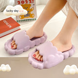 Vipkoala Summer Women Men's Slippers Thick Platform Beach Slide Sandals Non-slip Flip Flops Cartoon Clouds High Heels Ladies Shoes