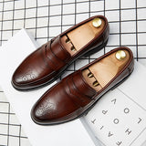 Vipkoala Luxury Brand Penny Loafers men Casual shoes Slip on Leather Dress shoes big size 38-46 Brogue Carving loafer Driving party