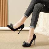 Vipkoala Fashion Delicate Sweet Bowknot High Heel Shoes Side Hollow Pointed Women Pumps Pointed Toe Thin Heel Dress Shoes