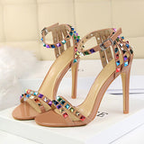 Vipkoala Women 11cm High Heels Rivets Studded Sandals Lady Sandles Stiletto Gladiator Pumps Stripper Summer Fetish Platform Shoes