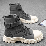 Vipkoala Men Military Boots  Outdoor Fashion Canvas High Top Shoes Men Casual Shoes Ankle Boots Black Chelsea Boots Zapatos De Hombre