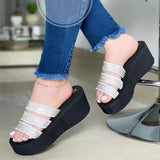 Vipkoala Summer Women Slippers Wedge Heel Casual Slipper Solid Rhinestone Ladies Outdoor Lightweight Female Roman Sandals Chaussure Femme