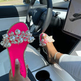 Vipkoala Pearl Slippers Women Summer Sandals Fashion Bling Female Candy Color Beach Diamond Slippers Flat Shoes Outdoor Sandals W