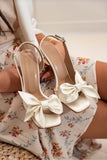 Vipkoala Satin Bow Detailed Women's Heeled Shoes Elegant Silk Party Wedding Shoes Women Spring Summer Single Shoes Bowknot Vintage