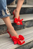 Vipkoala Satin Bow Detailed Women's Heeled Shoes Elegant Silk Party Wedding Shoes Women Spring Summer Single Shoes Bowknot Vintage