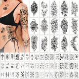 400+ Stylish Styles (64 Sheets) Realistic Temporary Tattoos For Women, Long Lasting Semi Permanent Tattoo, Waterproof Large Flowers Rose Hand Tattoos Stickers And Fake Tattoos For Adults Girls