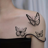 1 Sheet 3D Butterfly Tattoo Sticker , Waterproof Long Lasting Temporary Tattoo, Black Arm Body Realistic Fake Tattoo