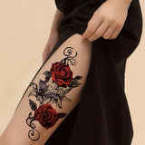 2 Rose Patterned Tattoo Stickers Waterproof And Sweat Resistant Long Lasting Semi Permanent