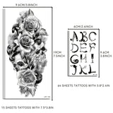 400+ Stylish Styles (64 Sheets) Realistic Temporary Tattoos For Women, Long Lasting Semi Permanent Tattoo, Waterproof Large Flowers Rose Hand Tattoos Stickers And Fake Tattoos For Adults Girls