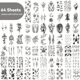 400+ Stylish Styles (64 Sheets) Realistic Temporary Tattoos For Women, Long Lasting Semi Permanent Tattoo, Waterproof Large Flowers Rose Hand Tattoos Stickers And Fake Tattoos For Adults Girls