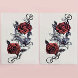 2 Rose Patterned Tattoo Stickers Waterproof And Sweat Resistant Long Lasting Semi Permanent