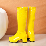 Vipkoala New Hot Women High Keen Boots Patent Leather Waterproof Knee High Boots White Red Party Fetish Boot Women's Shoes Autumn Winter