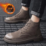 Vipkoala Men Autumn Winter Boots Men PU Leather Waterproof Timber Land Shoes Thick Bottom Increase Non-slip Chelsea boots