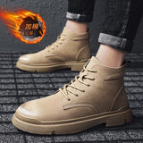 Vipkoala Men Autumn Winter Boots Men PU Leather Waterproof Timber Land Shoes Thick Bottom Increase Non-slip Chelsea boots