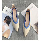 Vipkoala  Women's Flat Shoes Ballet Shoes Breathable Knit Pointed Shoes Moccasin Mixed Color Women's Soft Shoes Women Zapatos De