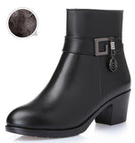 Vipkoala Genuine Leather women boots winter thick wool lined genuine Leather women snow boots large size women winter shoes Boot Outfit