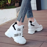 White Trendy Shoes Women High Top Sneakers Women Platform Ankle Boots Basket Femme Chaussures Femmes Height Increase Shoes