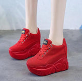 White Trendy Shoes Women High Top Sneakers Women Platform Ankle Boots Basket Femme Chaussures Femmes Height Increase Shoes