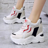 White Trendy Shoes Women High Top Sneakers Women Platform Ankle Boots Basket Femme Chaussures Femmes Height Increase Shoes