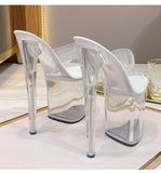 Vipkoala Crystal Show Stripper Heels Clear Shoes Women Platforms High Heels Sandals Female Transparent Sexy Wedding Shoes Slipper