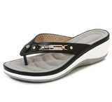 Vipkoala Women's Slippers Summer New Fashion Metal Button Slides Shoes Wedge Beach Sandals Women Outside Platform Leisure Flip Flops