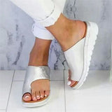 Vipkoala Women's shoes artificial leather Comfortable Platform wedge soft sandals big toe orthopedic corrector slippers 34-43