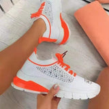 Vipkoala Ladies Flat Shoes Knitting Vulcanized Shoes For Women Light Sneakers Lace Up Breathable Casual Mesh Fashion Female Footwear