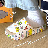 Vipkoala Color Printing Women Men Summer Slippers Non-Slip Beach Slide Sandals Flip Flops Cute Graffiti Thick Sole Comfort Bathroom Shoes