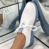 Vipkoala Ladies Flat Shoes Knitting Vulcanized Shoes For Women Light Sneakers Lace Up Breathable Casual Mesh Fashion Female Footwear