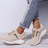 Vipkoala New Women Sneakers Lace-Up Wedge Sports Shoes Women's Vulcanized Shoes Casual Platform Ladies Sneakers Comfy Females Shoes