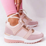 Vipkoala New Women Sneakers Lace-Up Wedge Sports Shoes Women's Vulcanized Shoes Casual Platform Ladies Sneakers Comfy Females Shoes