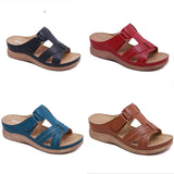 Vipkoala Summer Women Wedge Sandals Premium Orthopedic Open Toe Sandals Vintage Anti-Slip Leather Casual Female Platform Retro Shoes