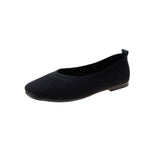 Vipkoala Women's Square Toe Flat Bottom Knit Fabric Loafers Soft Sole Breathable Summer New Female Ballet Shoes Plus Size 35-42