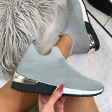 Vipkoala Ladies Flat Shoes Knitting Vulcanized Shoes For Women Light Sneakers Lace Up Breathable Casual Mesh Fashion Female Footwear