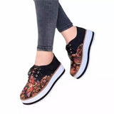 Vipkoala High Quality Embroidered Flowers Platform Shoes Women Flats Zapatillas Mujer Casual Ladies Shoes Feminino Plus size 43