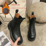 Vipkoala Women Ankle Boots PU Leather Woman Shoes Brand Designer Chelsea Boot Female Platform Slip On Short Boot Lady Fashion Shoe Autumn