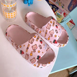 Vipkoala Color Printing Women Men Summer Slippers Non-Slip Beach Slide Sandals Flip Flops Cute Graffiti Thick Sole Comfort Bathroom Shoes