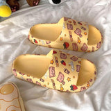 Vipkoala Color Printing Women Men Summer Slippers Non-Slip Beach Slide Sandals Flip Flops Cute Graffiti Thick Sole Comfort Bathroom Shoes