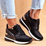 Vipkoala Women's Sports Shoes Fashion New Lace-Up Wedge Female Vulcanized Shoes Tennis Casual Outdoor Platform Comfy Ladies Sneakers