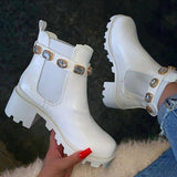 Vipkoala New Women Ankle Boots Crystal Rhinestone Slip On Platform PU Leather Women's Booties Spring Autumn Females Footwear Plus Casual Classy Outfits