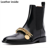 New Black Leather Chelsea Boots For Women Platform Shoes Women Winter Boots Women Carved Bullock Botines Mujer